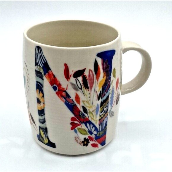 Anthropologie Petal Palette Mug Monogram “N” Starla M Halfmann Ceramic Floral - Picture 3 of 8